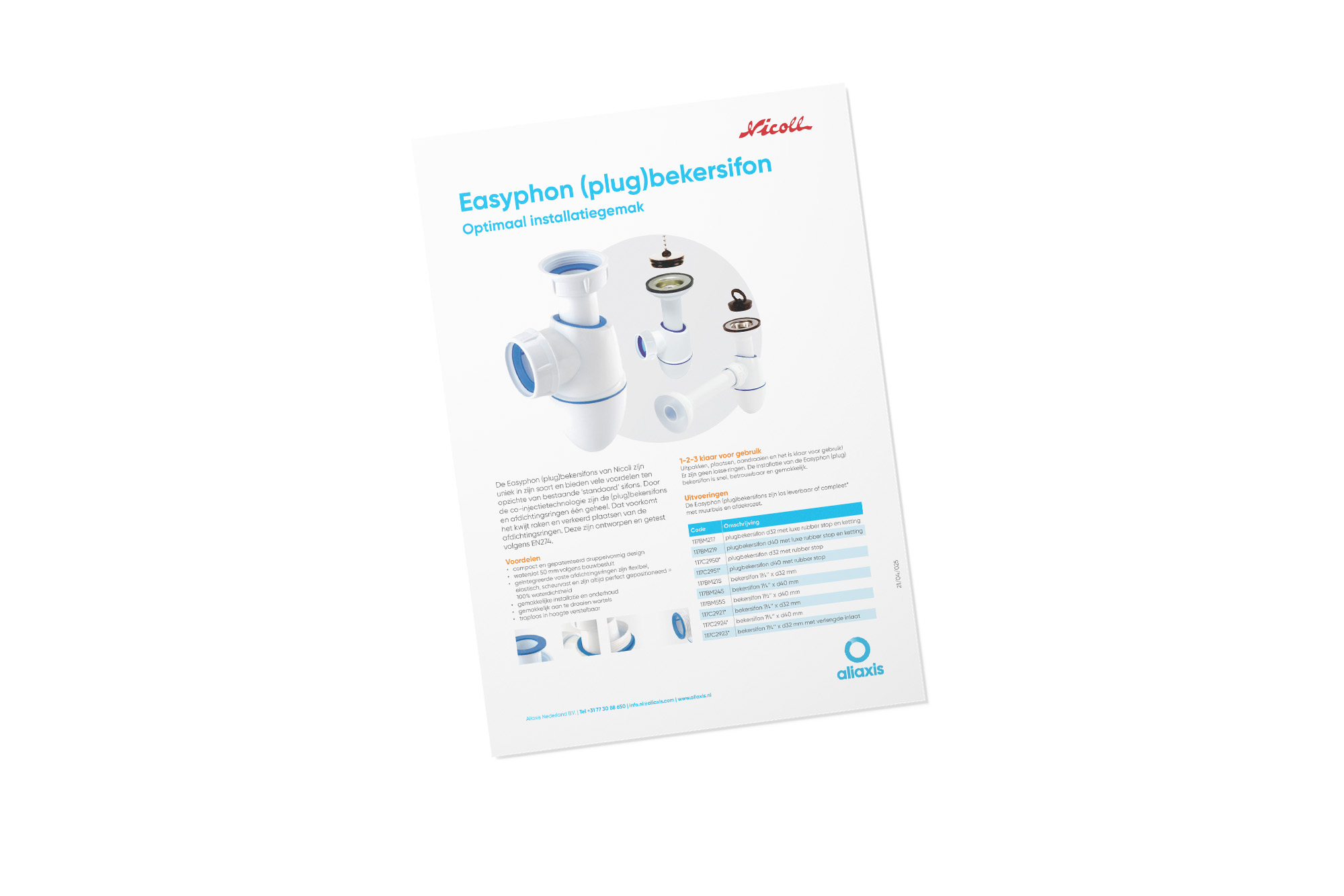 Nicoll - Easyphon plugbekersifon - leaflet